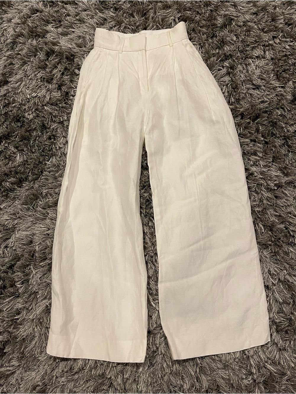 H&M High-Waist Wide-Leg White Pants Size 2